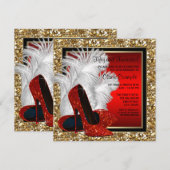 Invitation Femmes Noir et Rouge Haut talons fête d'anniversai (Devant / Derrière)