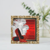 Invitation Femmes Noir et Rouge Haut talons fête d'anniversai (Debout devant)