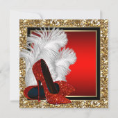 Invitation Femmes Noir et Rouge Haut talons fête d'anniversai (Dos)