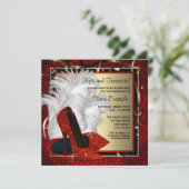 Invitation Femmes Noir et Rouge Haut talons fête d'anniversai (Debout devant)