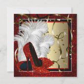 Invitation Femmes Noir et Rouge Haut talons fête d'anniversai (Dos)