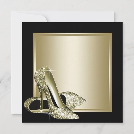 Invitation FEMMES Noir Or Haut talon Anniversaire (Dos)
