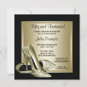 Invitation FEMMES Noir Or Haut talon Anniversaire (Devant)