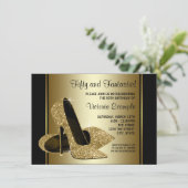 Invitation Femmes Noir Or Haut talons Anniversaire Fête (Debout devant)