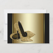Invitation Femmes Noir Or Haut talons Anniversaire Fête (Dos)