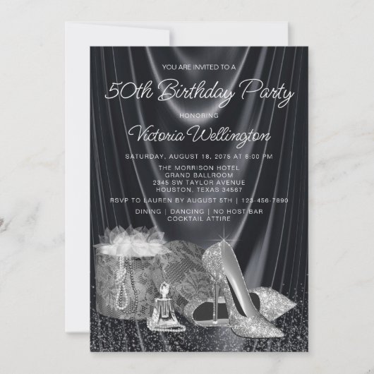 Invitation Femmes Noir Silver Chaussure N'importe quel nombre (Devant)