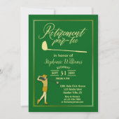 Invitation Femmes Retraite Golf Party Classic Green Golden (Devant)