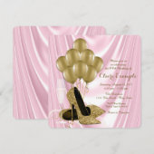 Invitation Femmes rose et or fête d'anniversaire Satin (Devant / Derrière)