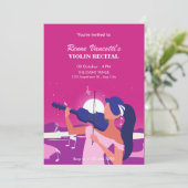 Invitation Femmes roses jouant du violon récital (Debout devant)