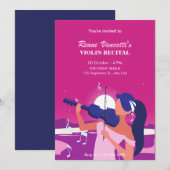 Invitation Femmes roses jouant du violon récital (Devant / Derrière)
