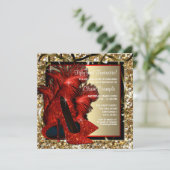 Invitation Femmes Rouge et or Haut talons Anniversaire Fête (Debout devant)