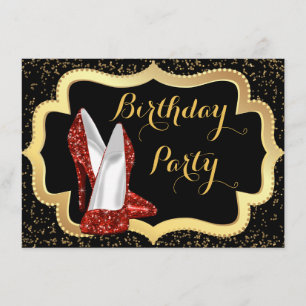 Invitation FEMMES Rouge talon haut fête d'anniversaire