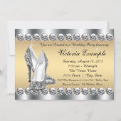 Invitation FEMMES Silver Gold Diamond Bling Anniversaire (Dos)