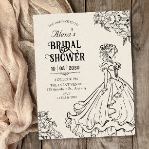 Invitation Femmes vintage en robe à la baby shower de mariage