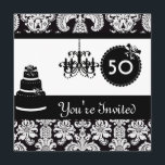 Invitation FEMMES'S 50th Birthday Party Black & White Damask<br><div class="desc">Simplement des Invitations Parfaites pour tous les âges ! Classy and a Show stopper !</div>
