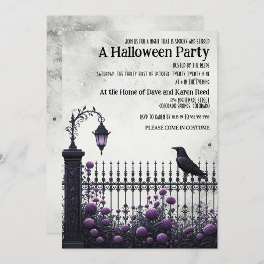 Invitation Fence gothique Parti d'Halloween (Devant / Derrière)