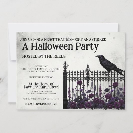 Invitation Fence gothique Parti d'Halloween (Devant)