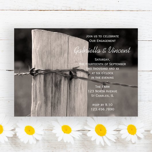 Invitation Fence rurale Post Pays Ranch Partie d'engagement