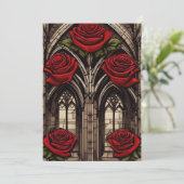 Invitation Fenêtre de la cathédrale et Mariage gothique Rose (Debout devant)