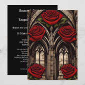 Invitation Fenêtre de la cathédrale et Mariage gothique Rose (Devant / Derrière)