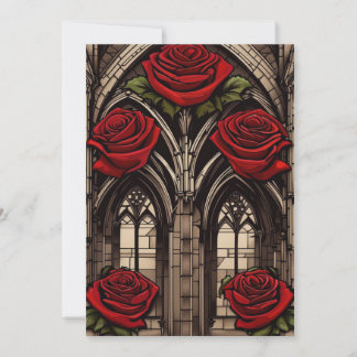 Invitation Fenêtre de la cathédrale et Mariage gothique Rose