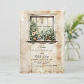 Invitation Fenêtre Jardin Succulents Rustique 80e anniversair (Debout devant)