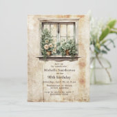 Invitation Fenêtre Jardin Succulents Rustique 90e anniversair (Debout devant)