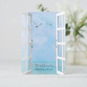 Invitation Fenêtre océanique RSVP avec mouettes (Debout devant)