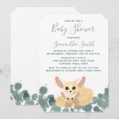 Invitation Fennec Fox Baby shower Aquarelle Verdure (Devant / Derrière)