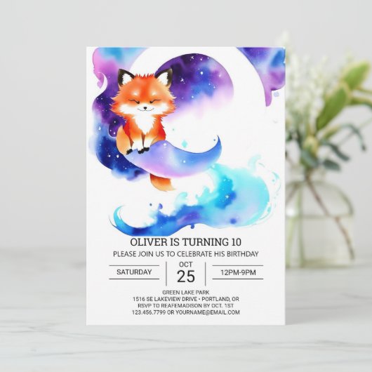 Invitation Fennec Fox Birthday Editable (Debout devant)