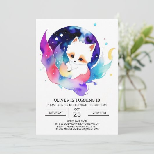 Invitation Fennec Fox fête d'anniversaire (Debout devant)