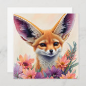 Invitation Fennec Fox Floral Art (Devant / Derrière)