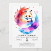 Invitation Fennec Fox Party pour enfants anniversaire (Devant / Derrière)