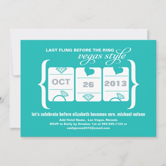 Invitation Fente machine à sous Bachelorette Party à Vegas (Devant)