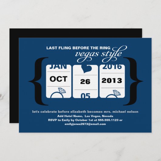 Invitation Fente machine à sous Bachelorette Party à Vegas (Devant / Derrière)