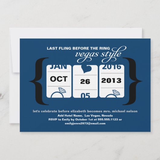 Invitation Fente machine à sous Bachelorette Party à Vegas (Devant)