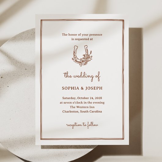 Invitation Fer à cheval floral | Mariage occidental chic mini