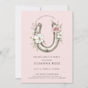 Invitation Fer à cheval floral rustique Bachelorette Party ro