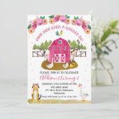 Invitation Ferme à Grange Rose Hot Animaux de la ferme Annive (Debout devant)