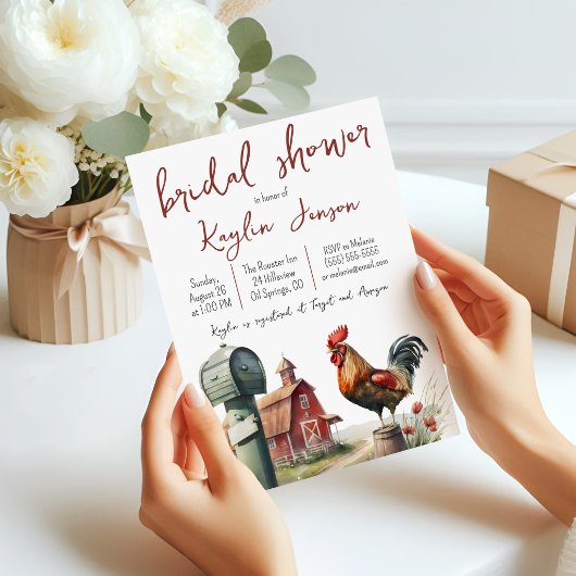 Invitation Ferme à l'aquarelle avec Réception de Mariage de C