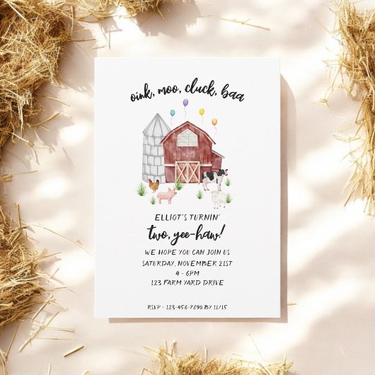 Invitation Ferme Animaux de ferme Barnyard Anniversaire