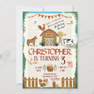 Invitation Ferme Anniversaire enfants barnyard