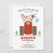 Invitation Ferme Anniversaire Garçon Vieux MacDonald Barnyard (Devant)