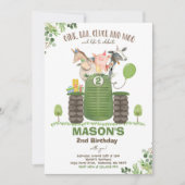 Invitation Ferme Anniversaire Garçon Vieux MacDonald Barnyard (Devant)