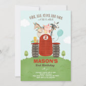 Invitation Ferme Anniversaire Garçon Vieux MacDonald Barnyard (Devant)