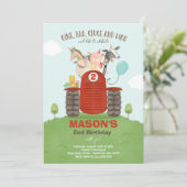 Invitation Ferme Anniversaire Garçon Vieux MacDonald Barnyard (Debout devant)