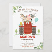 Invitation Ferme Anniversaire Garçon Vieux MacDonald Barnyard (Devant)