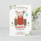 Invitation Ferme Anniversaire Garçon Vieux MacDonald Barnyard (Debout devant)