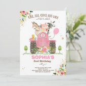 Invitation Ferme Anniversaire Rose Vieux MacDonald Barnyard P (Debout devant)