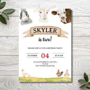 Invitation Ferme aquarelle Friends Skyler a deux ans 2e anniv
